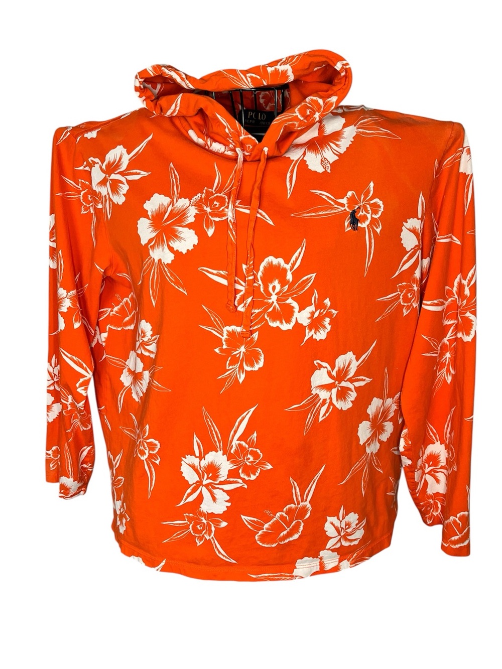 Polo Ralph Lauren Orange Floral Beach Hoodie Cover Up Men’s Medium Flaw!
